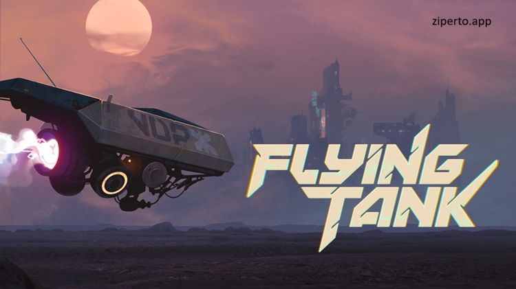 Flying Tank 2026 battling enemies across a futuristic battlefield.