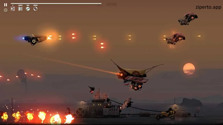 Flying Tank 2026 battling enemies across a futuristic battlefield.