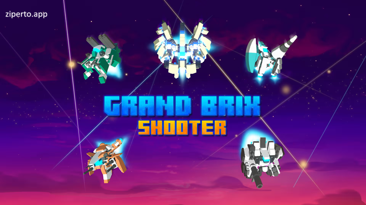 Grand Brix Shooter 2026 featuring futuristic aircraft and bullet-hell arcade battles.