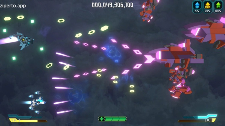 Grand Brix Shooter 2026 featuring futuristic aircraft and bullet-hell arcade battles.