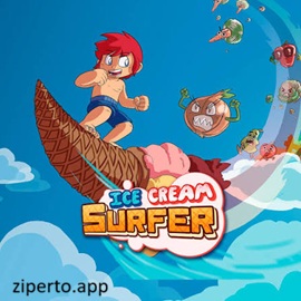 Ice Cream Surfer 2026 featuring dessert heroes firing projectiles at enemies.