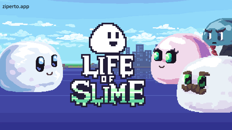 Life of Slime 2026 showing a small slime character in a colorful fantasy setting.