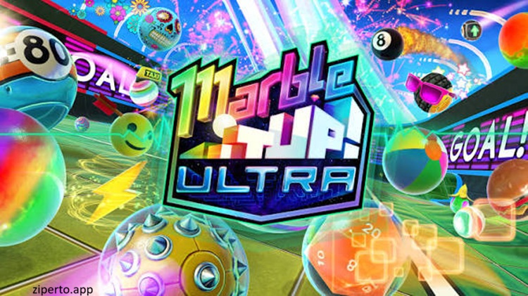 Marble It Up! Ultra 2026 showing rolling marbles and challenging obstacle-filled racing courses.