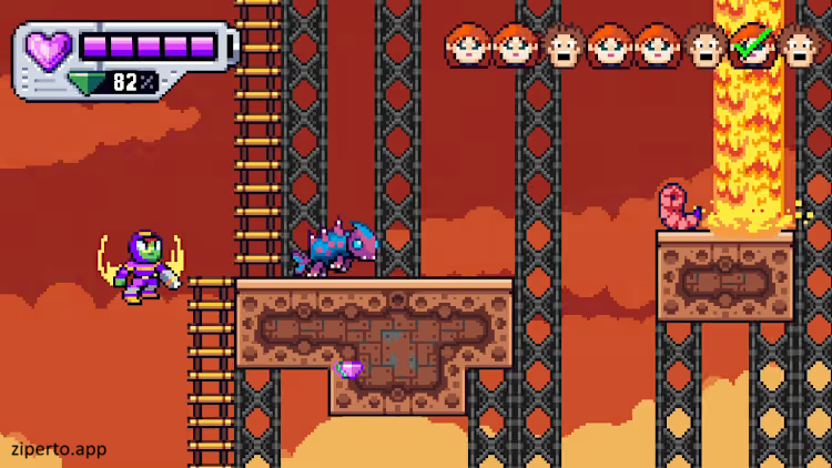Mighty Aphid 2026 hero battling robotic enemies in a colorful retro platformer.