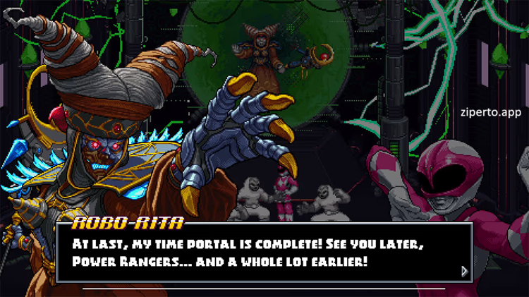 Mighty Morphin Power Rangers: Rita’s Rewind 2026 featuring pixel-art battles and retro action.