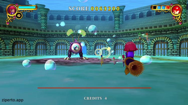 Rainbow Cotton 2026 witch flying through colorful stages in firing magical attacks at enemies.