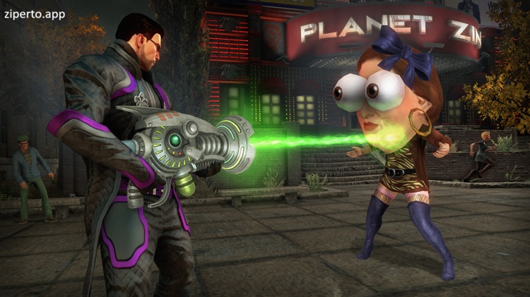 Saints Row IV: Re-Elected 2026 featuring futuristic weapons and chaotic action in a simulated city.