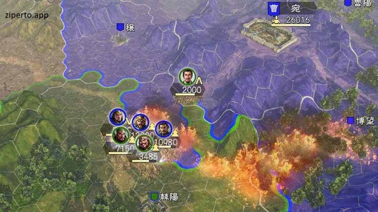 Sangokushi 14 with Power-Up Kit 2026 showing military forces, and strategic campaign planning.