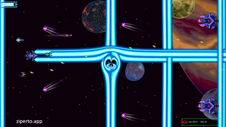 Stellar Interface 2026 spacecraft battling enemies across a hostile galaxy.