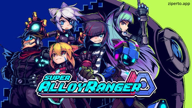 Super Alloy Ranger 2026 featuring futuristic weapons and side-scrolling combat against robotic enemies.