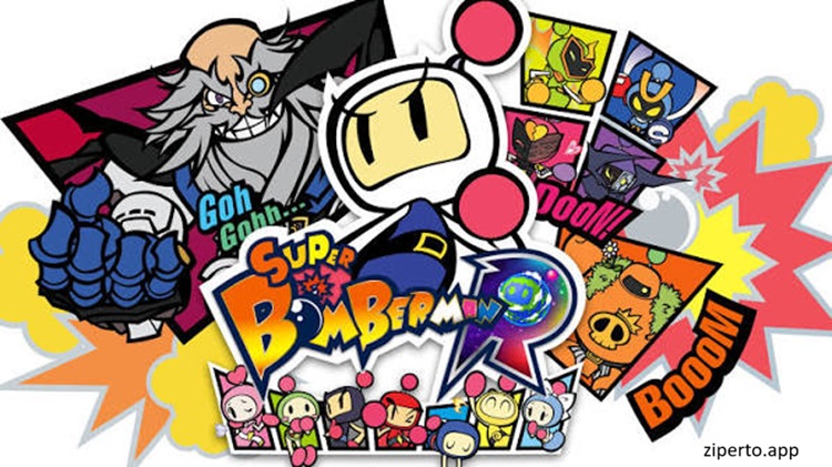 Super Bomberman R 2026 characters placing bombs in a battle arena.