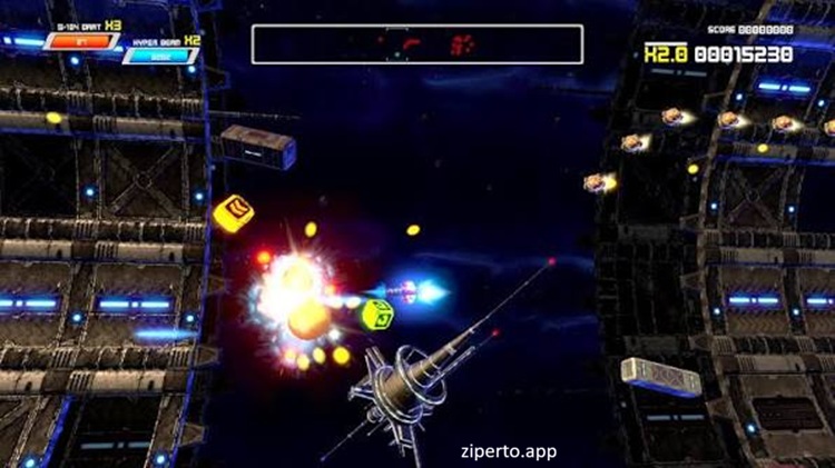 Syder Reloaded 2026 spaceship battling alien forces in a retro space shooter.