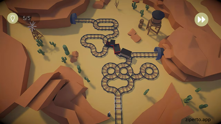 Trainlax: Railway Puzzle Simulator 2026 features railway tracks and challenges focused on guiding trains safely.