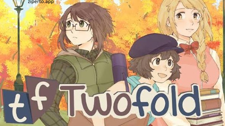 Twofold 2026 characters talking during a college visual novel scene.