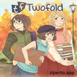 Twofold 2026 characters talking during a college visual novel scene.