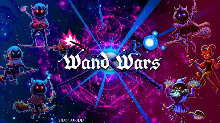 Wand Wars 2026 showing magical wizards battling with glowing spells and projectiles.