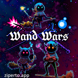 Wand Wars 2026 showing magical wizards battling with glowing spells and projectiles.